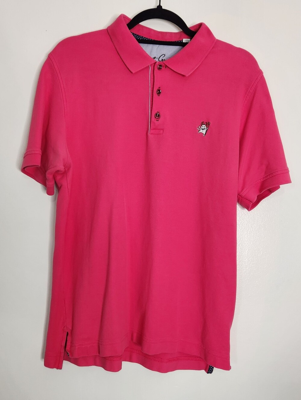 Robert Graham Shirt Large L Mens Fuchsia Pink Polo Little Monster Devil Logo